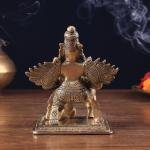 Brass Garuda Statue | 5" x 4.5" x 3.5" (12.7 x 11.4 x 8.9 cm) | 1.050 kg Divine Vehicle Art | Protection Sacred Murti | Premium Collection